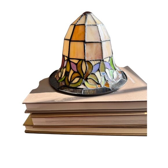 Art Nouveau/Victorian-Style Slag Glass Lamp Shade – 8" Bent Stained Glass - Picture 13 of 16